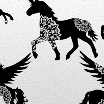 Intra απο ξύλο plywood Χρώμα wenge 3mm-4mm πάχος - Cute Unicorn Floral Δίασταση 30x20 cm INTRAFABR-125310752 - Image 1