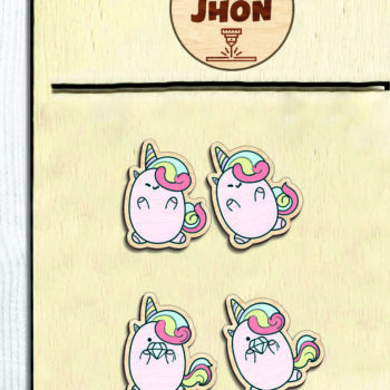 Intra απο ξύλο plywood  Χρώμα wenge 3mm-4mm πάχος - Χαριτωμένο σκουλαρίκι Unicorn Stud -Break Jhon Δίασταση 3x3 cm INTRAFABR-52663416 - Image 2