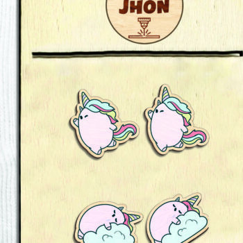 Intra απο ξύλο plywood  Χρώμα wenge 3mm-4mm πάχος - Χαριτωμένο σκουλαρίκι Unicorn Stud -Break Jhon Δίασταση 3x3 cm INTRAFABR-52663416 - Image 3