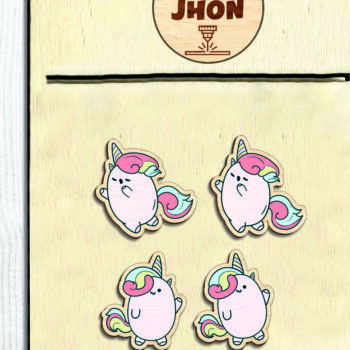 Intra απο ξύλο plywood  Χρώμα wenge 3mm-4mm πάχος - Χαριτωμένο σκουλαρίκι Unicorn Stud -Break Jhon Δίασταση 3x3 cm INTRAFABR-52663416 - Image 4