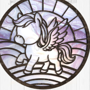 Intra απο ξύλο plywood  Χρώμα wenge 3mm-4mm πάχος - Χαριτωμένο Unicorn Suncatcher Δίασταση 30x20 cm INTRAFABR-42066026