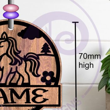 Intra απο ξύλο plywood Χρώμα wenge 3mm-4mm πάχος - Χαριτωμένο σχέδιο με χαραγμένο ετικέτα μονόκερου Δίασταση 30x20 cm INTRAFABR-125294286 - Image 1