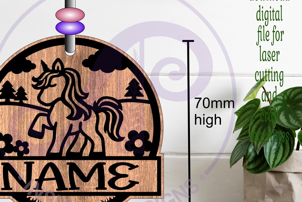 Intra απο ξύλο plywood  Χρώμα wenge 3mm-4mm πάχος - Χαριτωμένο σχέδιο με χαραγμένο ετικέτα μονόκερου Δίασταση 30x20 cm INTRAFABR-125294286