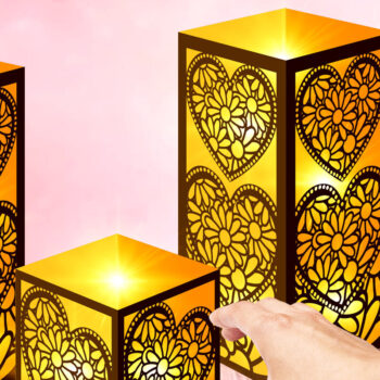 Intra απο ξύλο plywood  Χρώμα wenge 3mm-4mm πάχος - Σετ Πακέτο με χαριτωμένα φανάρια Αγίου Βαλεντίνου 12 Δίασταση 20x20 cm INTRAFABR-105569633 - Image 2