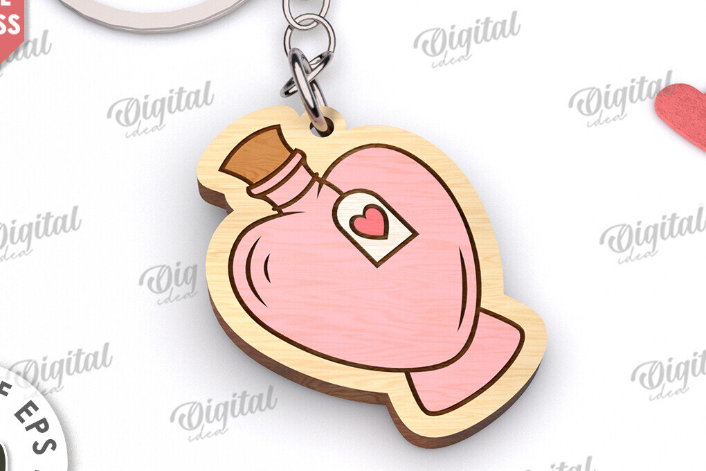 Intra απο ξύλο plywood  Χρώμα wenge 3mm-4mm πάχος - Χαριτωμένο μπρελόκ Αγίου Βαλεντίνου Δίασταση 4x4 cm INTRAFABR-121227622