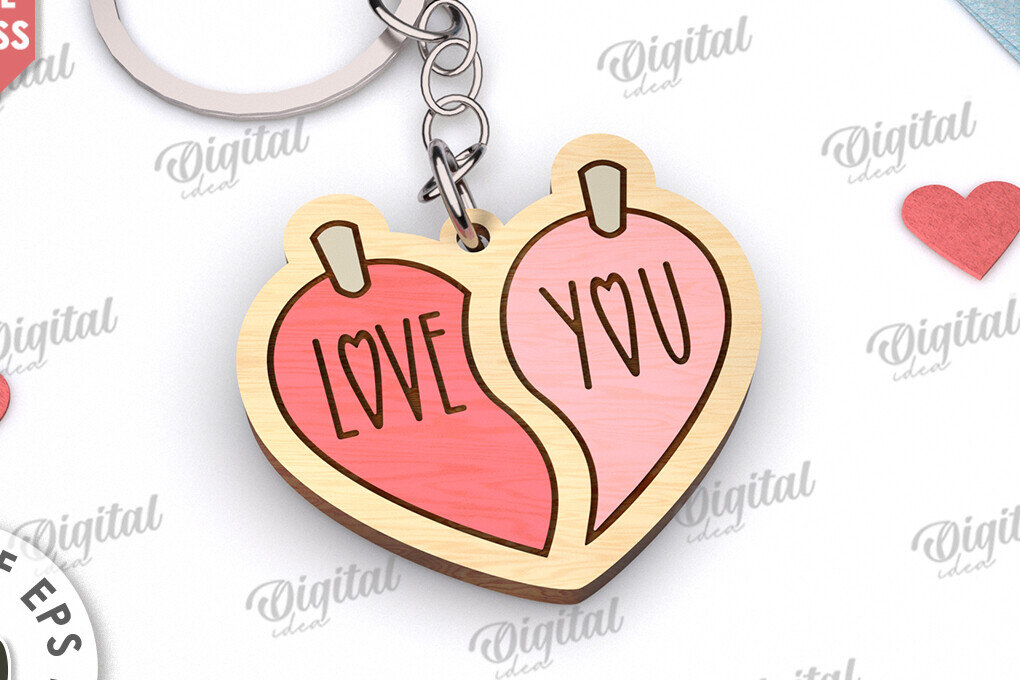 Intra απο ξύλο plywood  Χρώμα wenge 3mm-4mm πάχος - Χαριτωμένο μπρελόκ Αγίου Βαλεντίνου Δίασταση 4x4 cm INTRAFABR-111225582