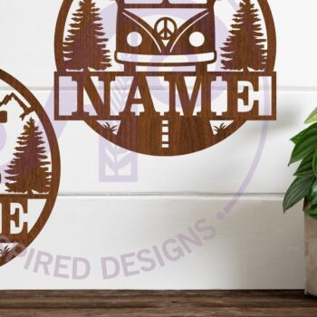 Intra απο ξύλο plywood  Χρώμα wenge 3mm-4mm πάχος - Χαριτωμένο Vintage Camper Van με θέμα το σήμα Δίασταση 30x20 cm INTRAFABR-111225639 - Image 2