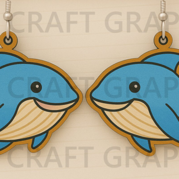 Intra απο ξύλο plywood Χρώμα wenge 3mm-4mm πάχος - Χαριτωμένα σκουλαρίκια φάλαινας Δίασταση 3x3 cm INTRAFABR-111225664 - Image 1