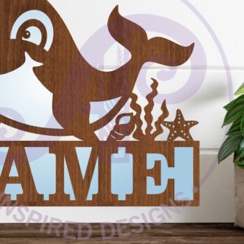 Intra απο ξύλο plywood  Χρώμα wenge 3mm-4mm πάχος - Χαριτωμένο σημάδι ονόματος φάλαινας Δίασταση 30x20 cm INTRAFABR-111225685 - Image 1