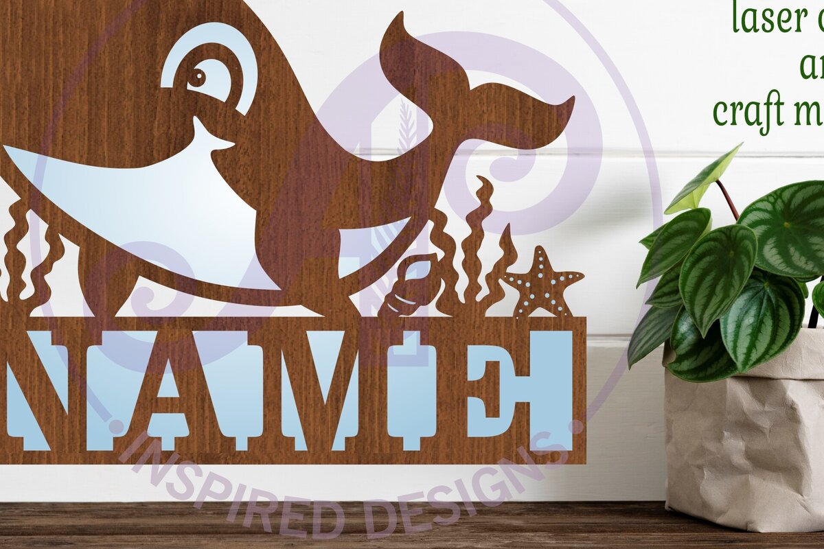 Intra απο ξύλο plywood  Χρώμα wenge 3mm-4mm πάχος - Χαριτωμένο σημάδι ονόματος φάλαινας Δίασταση 30x20 cm INTRAFABR-111225685