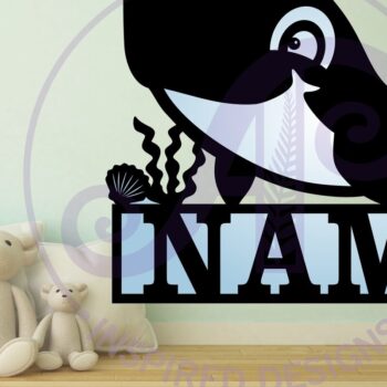 Intra απο ξύλο plywood  Χρώμα wenge 3mm-4mm πάχος - Χαριτωμένο σημάδι ονόματος φάλαινας Δίασταση 30x20 cm INTRAFABR-111225685 - Image 2