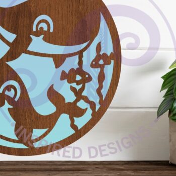 Intra απο ξύλο plywood  Χρώμα wenge 3mm-4mm πάχος - Επιγραφή Cute Whales Wall Art, . Δίασταση 40x50 cm INTRAFABR-111225742 - Image 1