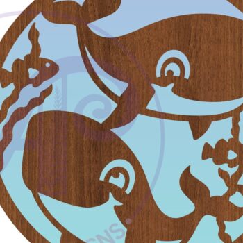 Intra απο ξύλο plywood  Χρώμα wenge 3mm-4mm πάχος - Επιγραφή Cute Whales Wall Art, . Δίασταση 40x50 cm INTRAFABR-111225742 - Image 3