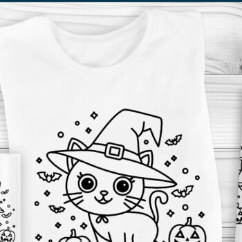 Intra απο ξύλο plywood  Χρώμα wenge 3mm-4mm πάχος - κοπής με λέιζερ Cute Witch Cat Δίασταση 15x15 cm INTRAFABR-111225229 - Image 2