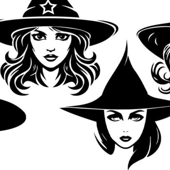 Intra απο ξύλο plywood Χρώμα wenge 3mm-4mm πάχος - Διανυσματικό Cute Witch | Πρόσωπο μάγισσας Δίασταση 30x20 cm INTRAFABR-111225261 - Image 1