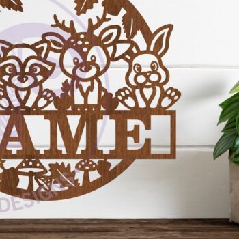 Intra απο ξύλο plywood Χρώμα wenge 3mm-4mm πάχος - Πινακίδα ονόματος Cute Woodland Animals Δίασταση 30x20 cm INTRAFABR-111225330 - Image 1