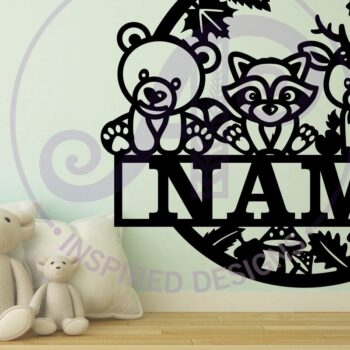 Intra απο ξύλο plywood Χρώμα wenge 3mm-4mm πάχος - Πινακίδα ονόματος Cute Woodland Animals Δίασταση 30x20 cm INTRAFABR-111225330 - Image 2