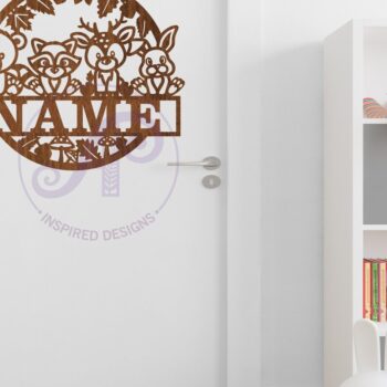 Intra απο ξύλο plywood Χρώμα wenge 3mm-4mm πάχος - Πινακίδα ονόματος Cute Woodland Animals Δίασταση 30x20 cm INTRAFABR-111225330 - Image 4