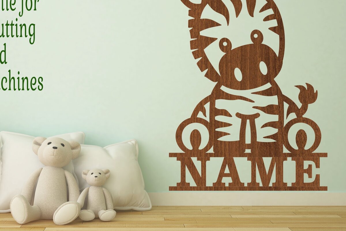 Intra απο ξύλο plywood  Χρώμα wenge 3mm-4mm πάχος - Cute Zebra Name Templ Δίασταση 30x20 cm INTRAFABR-111225442