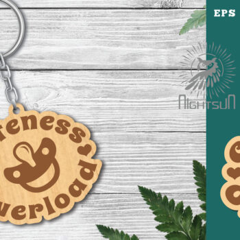 Intra απο ξύλο plywood Χρώμα wenge 3mm-4mm πάχος - Cuteness Υπερφόρτωση Μπρελόκ με λέιζερ Δίασταση 4x4 cm INTRAFABR-38585658 - Image 1