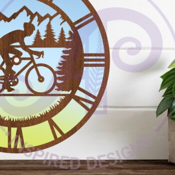 Intra απο ξύλο plywood  Χρώμα wenge 3mm-4mm πάχος - Πρότυπο κοπής λέιζερ ρολογιού τοίχου ποδηλασίας Δίασταση 30x20 cm INTRAFABR-120966955 - Image 2