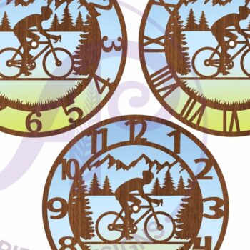 Intra απο ξύλο plywood  Χρώμα wenge 3mm-4mm πάχος - Πρότυπο κοπής λέιζερ ρολογιού τοίχου ποδηλασίας Δίασταση 30x20 cm INTRAFABR-120966955 - Image 4