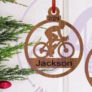 Intra απο ξύλο plywood  Χρώμα wenge 3mm-4mm πάχος - Ποδηλάτης Χριστουγεννιάτικο Στολίδι Δίασταση 6x6 cm INTRAFABR-120097184 - Image 1