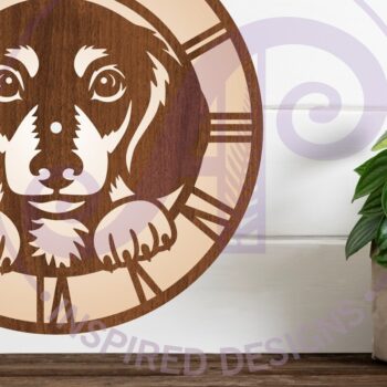 Intra απο ξύλο plywood  Χρώμα wenge 3mm-4mm πάχος - Dachshund Dog Clock Files, Δίασταση 30x20 cm INTRAFABR-109300941 - Image 2