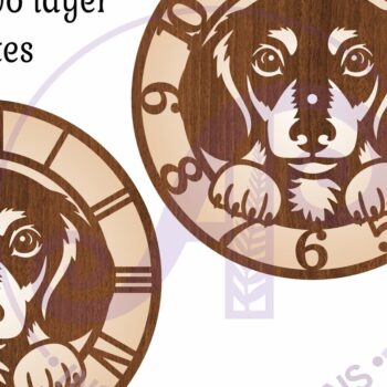 Intra απο ξύλο plywood  Χρώμα wenge 3mm-4mm πάχος - Dachshund Dog Clock Files, Δίασταση 30x20 cm INTRAFABR-109300941 - Image 3