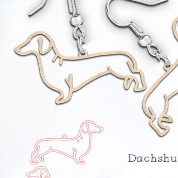 Intra απο ξύλο plywood  Χρώμα wenge 3mm-4mm πάχος - Dachshund Dog Earrings Δίασταση 900x900 cm INTRAFABR-109301040 - Image 1