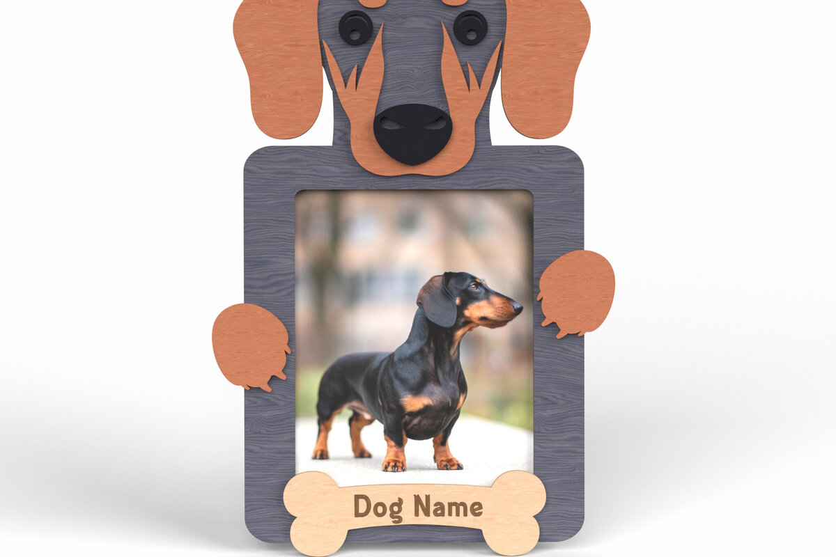 Intra απο ξύλο plywood  Χρώμα wenge 3mm-4mm πάχος - Κορνίζα Dachshund Dog - Δίασταση 20x25 cm INTRAFABR-109301065