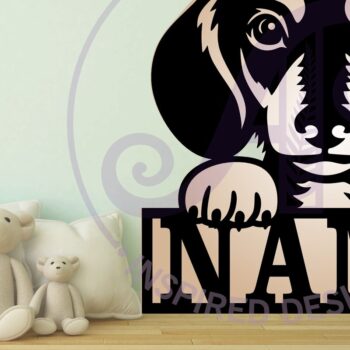 Intra απο ξύλο plywood  Χρώμα wenge 3mm-4mm πάχος - Σήμα ονόματος Dachshund Dog Two Layer Δίασταση 30x20 cm INTRAFABR-109301176 - Image 2