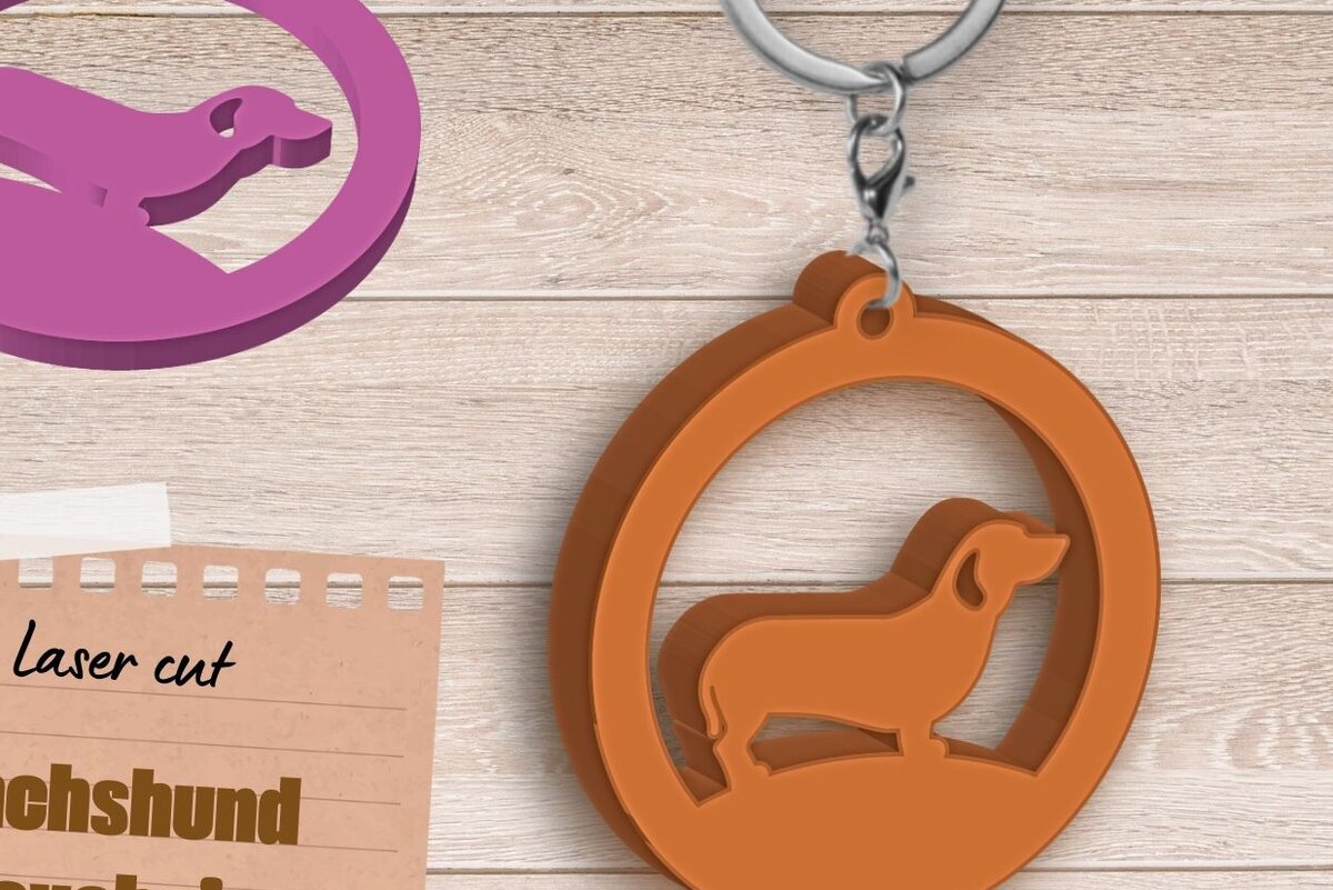 Intra απο ξύλο plywood  Χρώμα wenge 3mm-4mm πάχος - Dachshund Keychain , Dog Lovers Gift Δίασταση 4x4 cm INTRAFABR-116834637
