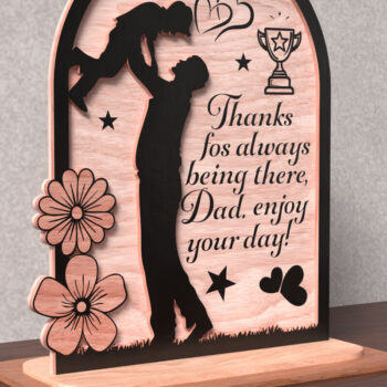 Intra απο ξύλο plywood  Χρώμα wenge 3mm-4mm πάχος - Σημάδι ημέρας του πατέρα και του παιδιού Δίασταση 20x20 cm INTRAFABR-110316870 - Image 2