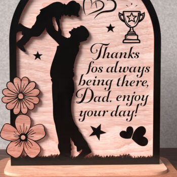 Intra απο ξύλο plywood  Χρώμα wenge 3mm-4mm πάχος - Σημάδι ημέρας του πατέρα και του παιδιού Δίασταση 20x20 cm INTRAFABR-110316870 - Image 3