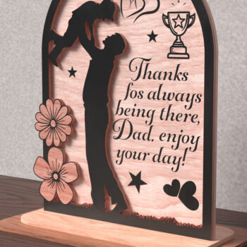 Intra απο ξύλο plywood  Χρώμα wenge 3mm-4mm πάχος - Σημάδι ημέρας του πατέρα και του παιδιού Δίασταση 20x20 cm INTRAFABR-110316870 - Image 4