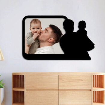 Intra απο ξύλο plywood  Χρώμα wenge 3mm-4mm πάχος - κοπής με λέιζερ με κορνίζα μπαμπά και παιδιού Δίασταση 20x25 cm INTRAFABR-76464064 - Image 2