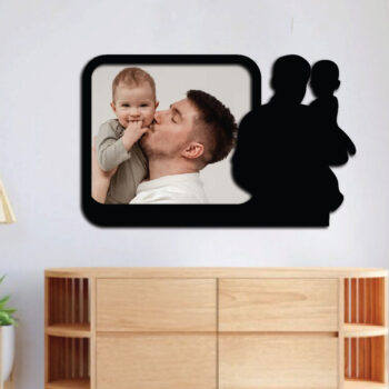 Intra απο ξύλο plywood  Χρώμα wenge 3mm-4mm πάχος - κοπής με λέιζερ με κορνίζα μπαμπά και παιδιού Δίασταση 20x25 cm INTRAFABR-85537299 - Image 2