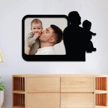 Intra απο ξύλο plywood  Χρώμα wenge 3mm-4mm πάχος - κοπής με λέιζερ με κορνίζα μπαμπά και παιδιού Δίασταση 20x25 cm INTRAFABR-84583994 - Image 2