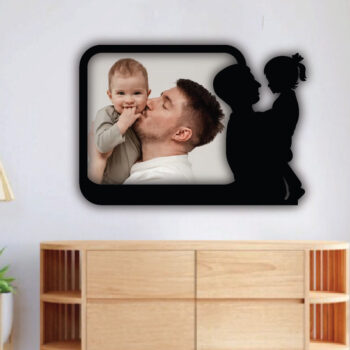 Intra απο ξύλο plywood  Χρώμα wenge 3mm-4mm πάχος - κοπής με λέιζερ με κορνίζα μπαμπά και παιδιού Δίασταση 20x25 cm INTRAFABR-78181158 - Image 2