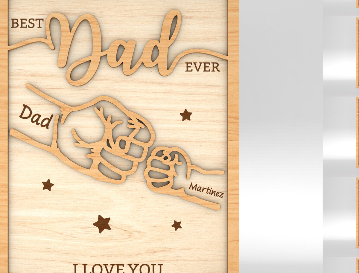 Intra απο ξύλο plywood  Χρώμα wenge 3mm-4mm πάχος - Ο μπαμπάς και το παιδί με τα χέρια με γροθιά χτύπημα Δίασταση 30x20 cm INTRAFABR-84582237