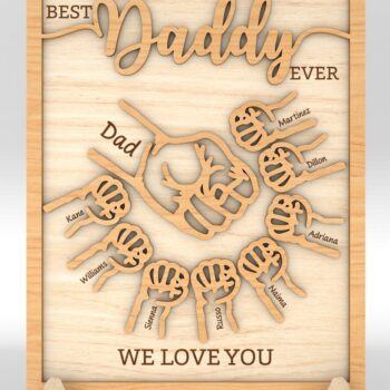 Intra απο ξύλο plywood  Χρώμα wenge 3mm-4mm πάχος - Ο μπαμπάς και το παιδί με τα χέρια με γροθιά χτύπημα Δίασταση 30x20 cm INTRAFABR-84582237 - Image 9