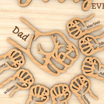 Intra απο ξύλο plywood  Χρώμα wenge 3mm-4mm πάχος - Ο μπαμπάς και το παιδί με τα χέρια με γροθιά χτύπημα Δίασταση 30x20 cm INTRAFABR-84582237 - Image 10