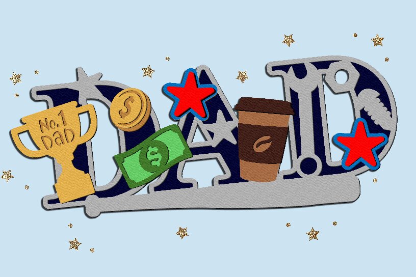 Intra απο ξύλο plywood  Χρώμα wenge 3mm-4mm πάχος - Dad Cake Topper 3D Δίασταση 20x20 cm INTRAFABR-69955084