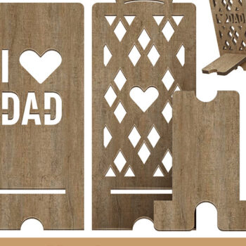 Intra απο ξύλο plywood  Χρώμα wenge 3mm-4mm πάχος - Βάση κινητού μπαμπά με λέιζερ Αποκοπή υ Δίασταση 30x20 cm INTRAFABR-83945202 - Image 2