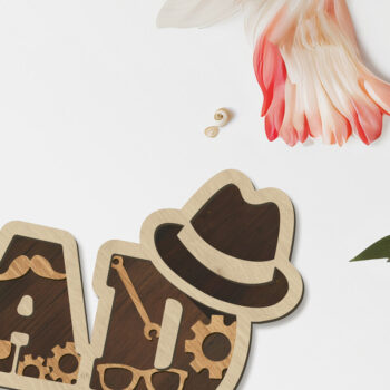 Intra απο ξύλο plywood Χρώμα wenge 3mm-4mm πάχος - Διακοσμητικό πρότυπο κοπής λέιζερ DAD Δίασταση 14x5 cm INTRAFABR-114212461 - Image 2