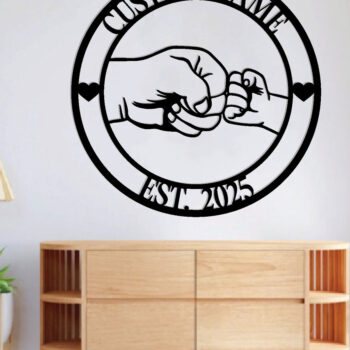 Intra απο ξύλο plywood Χρώμα wenge 3mm-4mm πάχος - Dad Fist Bump Παιδικά ονόματα πινακίδα Δίασταση 30x40 cm INTRAFABR-111651569 - Image 2