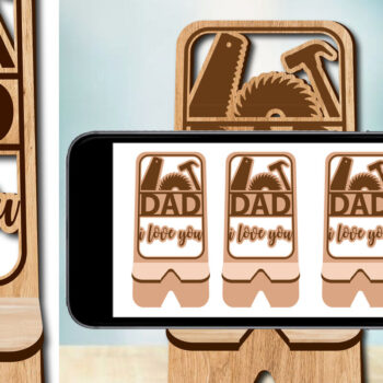 Intra απο ξύλο plywood Χρώμα wenge 3mm-4mm πάχος - Dad I Love You Phone Stand Δίασταση 20x20 cm INTRAFABR-89632234 - Image 1