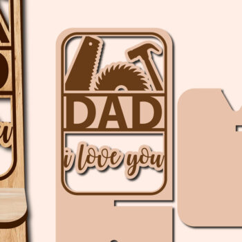 Intra απο ξύλο plywood Χρώμα wenge 3mm-4mm πάχος - Dad I Love You Phone Stand Δίασταση 20x20 cm INTRAFABR-89632234 - Image 2
