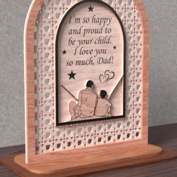 Intra απο ξύλο plywood  Χρώμα wenge 3mm-4mm πάχος - Μπαμπά, είμαι περήφανος που είμαι το παιδί σου Δίασταση 20x25 cm INTRAFABR-89632268 - Image 3